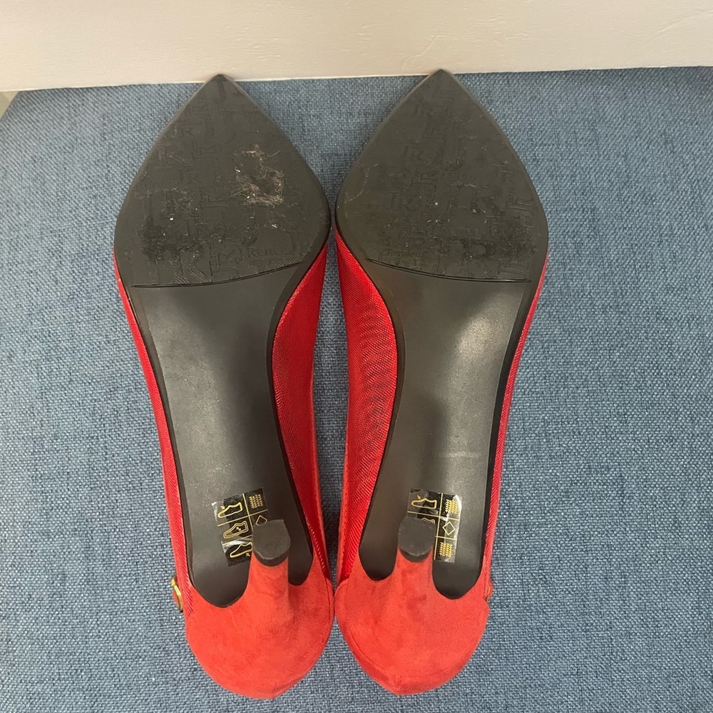 J. Renee Jena Mesh Ankle Strap Dress Pump in color Red in a size 9 1/2 - Picture 2 of 14